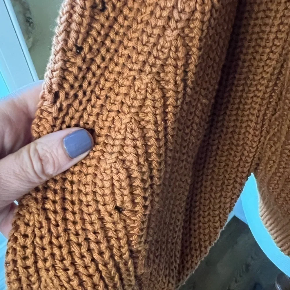 525 AMERICA Cognac cotton heavy knit balloon sleeves size large - Picture 5 of 11